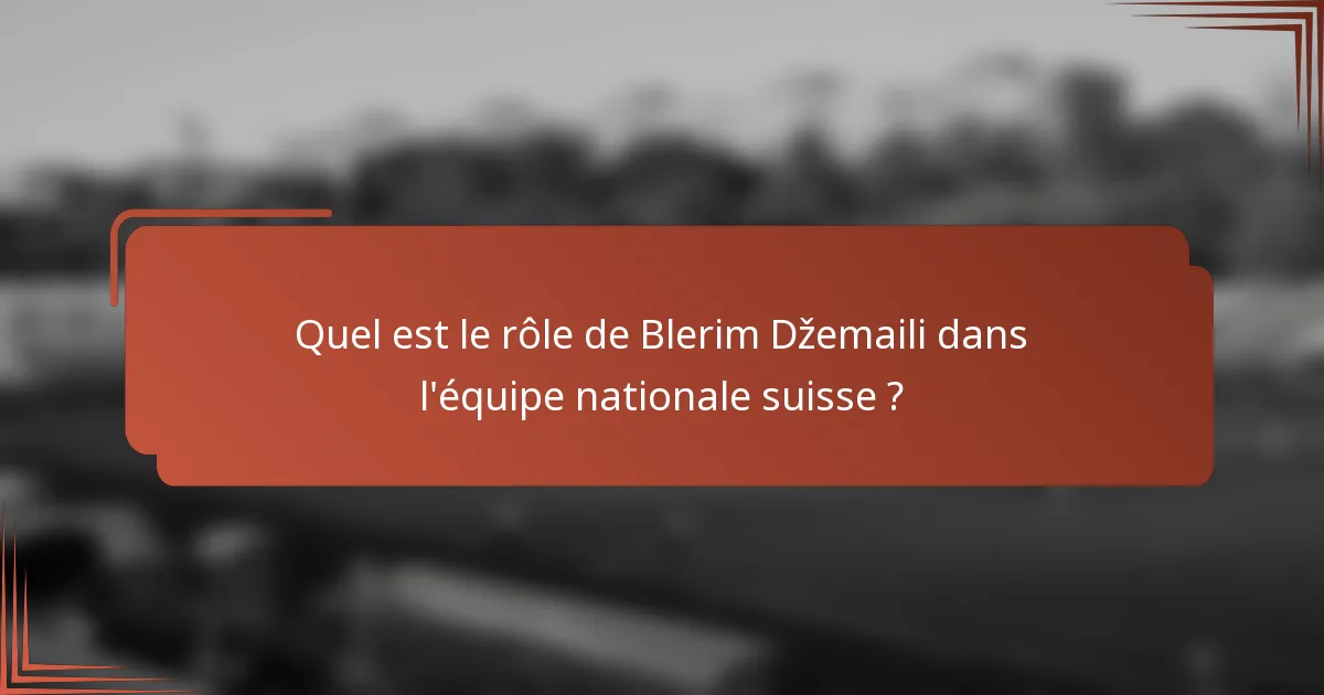 Quel est le rôle de Blerim Džemaili dans l'équipe nationale suisse ?