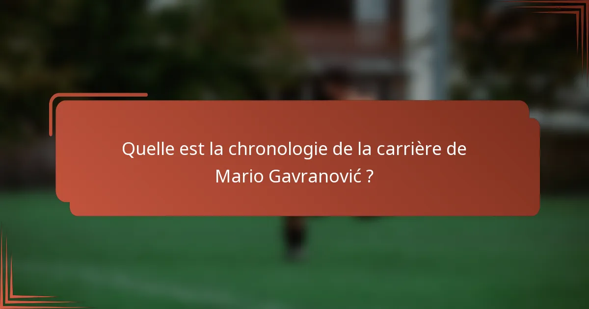 Quelle est la chronologie de la carrière de Mario Gavranović ?