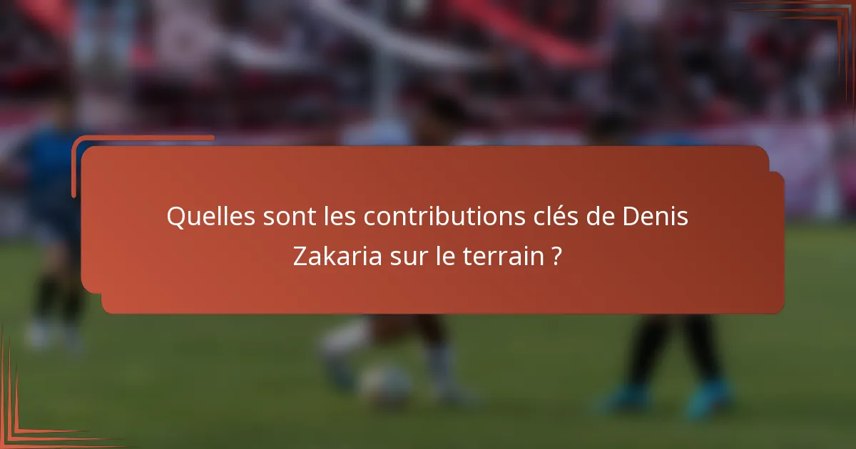 Quelles sont les contributions clés de Denis Zakaria sur le terrain ?