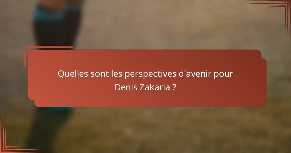 Quelles sont les perspectives d'avenir pour Denis Zakaria ?