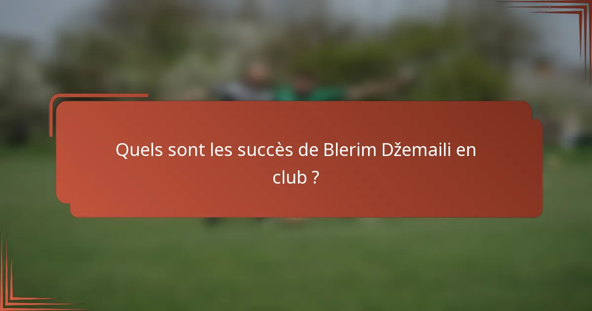 Quels sont les succès de Blerim Džemaili en club ?